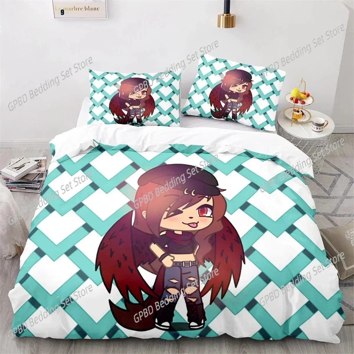 Set copripiumino di lusso con stampa 3D Anime Gacha Life con fodere per cuscini Set biancheria da letto per bambini per adolescenti Biancheria da letto matrimoniale king size