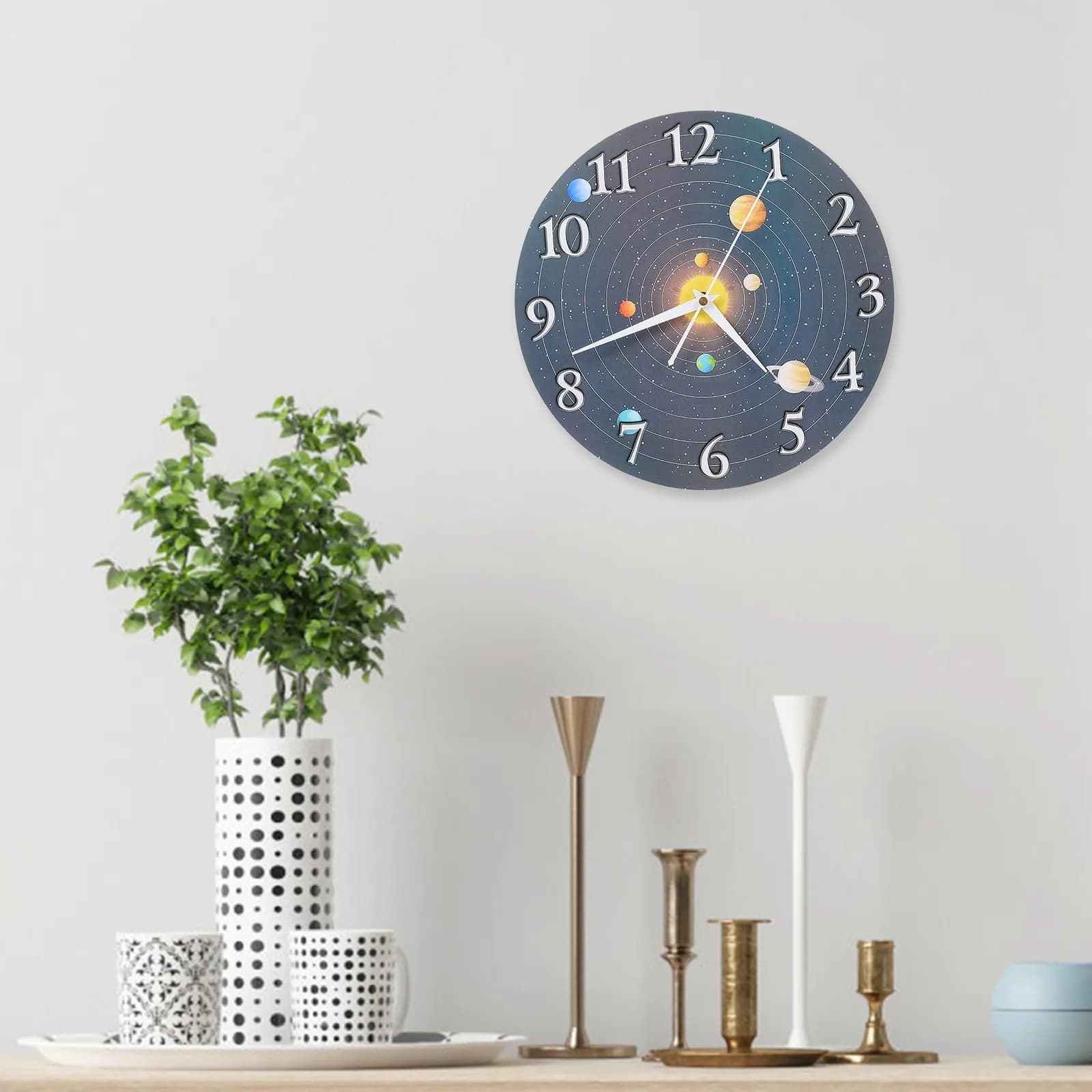 Orologio da Parete Decorativo Moderno Silenzioso Design Digitale per Casa Ufficio Camera da Letto Orologio Rotondo Senza Ticchettio