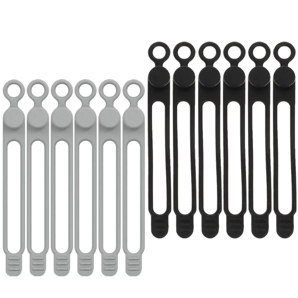 12 Pezzi Fascette in Silicone per Cavi, Organizzatore di Cavi, Fascette Riutilizzabili per Gestione Cavi, per Scrivania, Viaggi, Ufficio