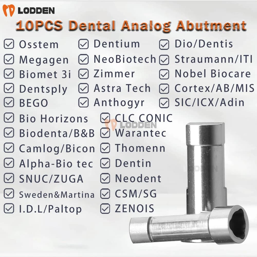 10PCS Dentale Analogico Abutment per Straumann Megagen Osstem Dentium DIO NeoBiotech Nobel Biocar Zimmer Biomet 3i Gesso Analogico