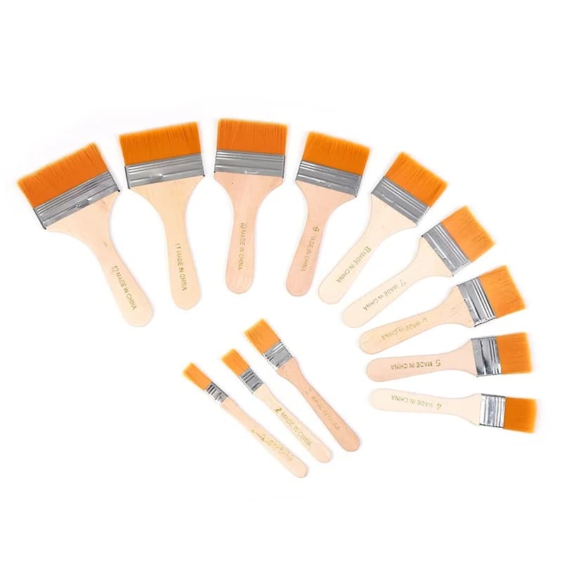 12Pcs/Set Memory Nylon Paint Brushes Kit For Acrylic Oil Drawing Watercolor Wooden Painting Brush School Supplies Art Stationery