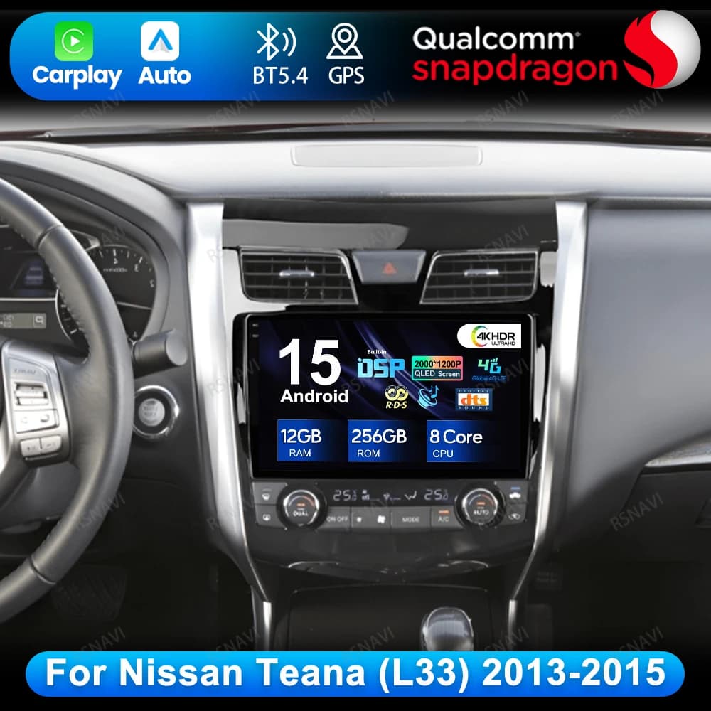 Android 15 Per Nissan Teana (L33) 2013-2015 360 Telecamera di Navigazione 8 Core WIFI + 4G LTE Sistemi DSP IPS NO 2DIN Stereo Wireless BT