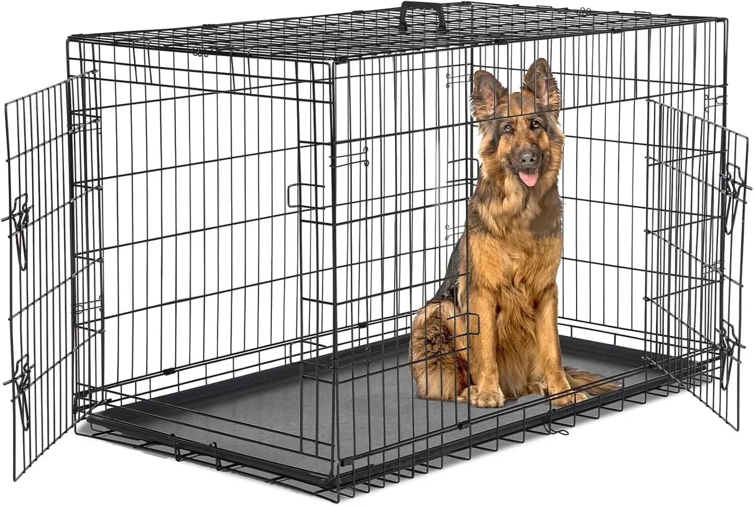 Trasportino Pieghevole Extra Large da 48 Pollici per Cani con Doppia Porta, Vassoio Anti-Perdita per Addestramento Interno e Viaggi all'Aperto