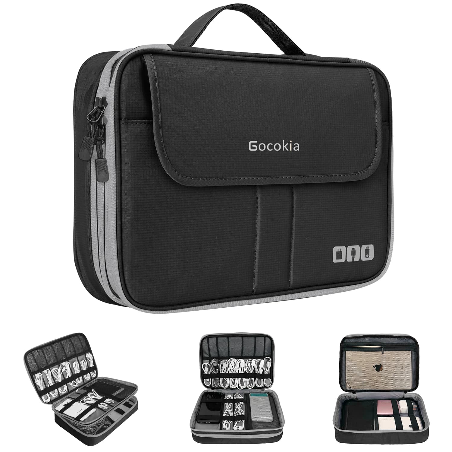 Borsa Organizer per accessori elettronici da viaggio di grande capacità a doppio strato, custodia per il trasporto di Gadget da viaggio, adatta per iPad,iPhone, cavi
