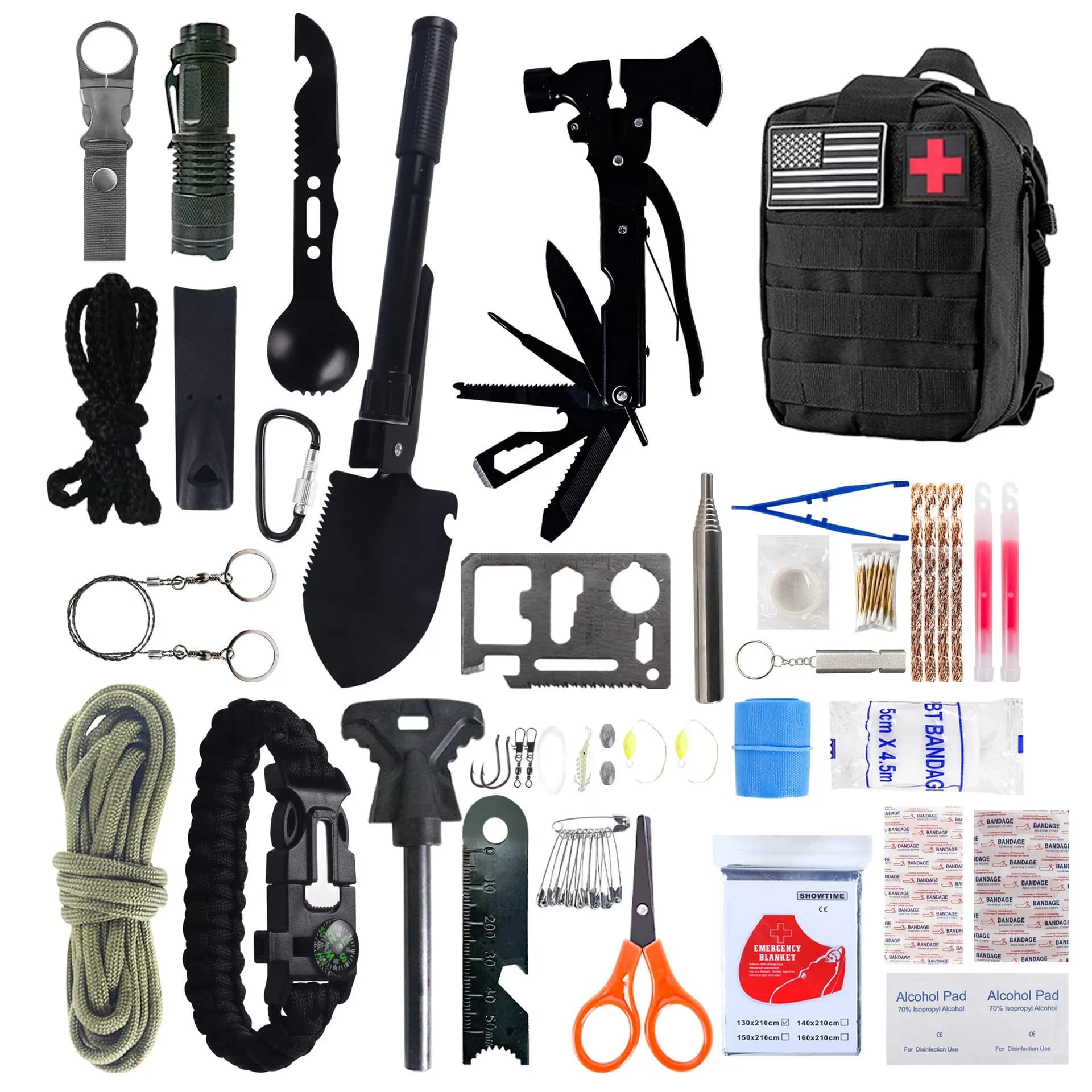 Survival Kit Gifts Christmas Men Women 251pcs Emergency Gear First Aid Kit Crossbody Bag Camping Earthquake Hiking Outdoor Metal