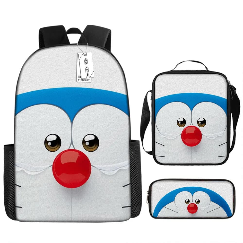 3 pezzi di borse da scuola con cartoni animati Doraemon per ragazzi e ragazze, zaino da scuola leggero e resistente, borsa a tracolla, astuccio per matite