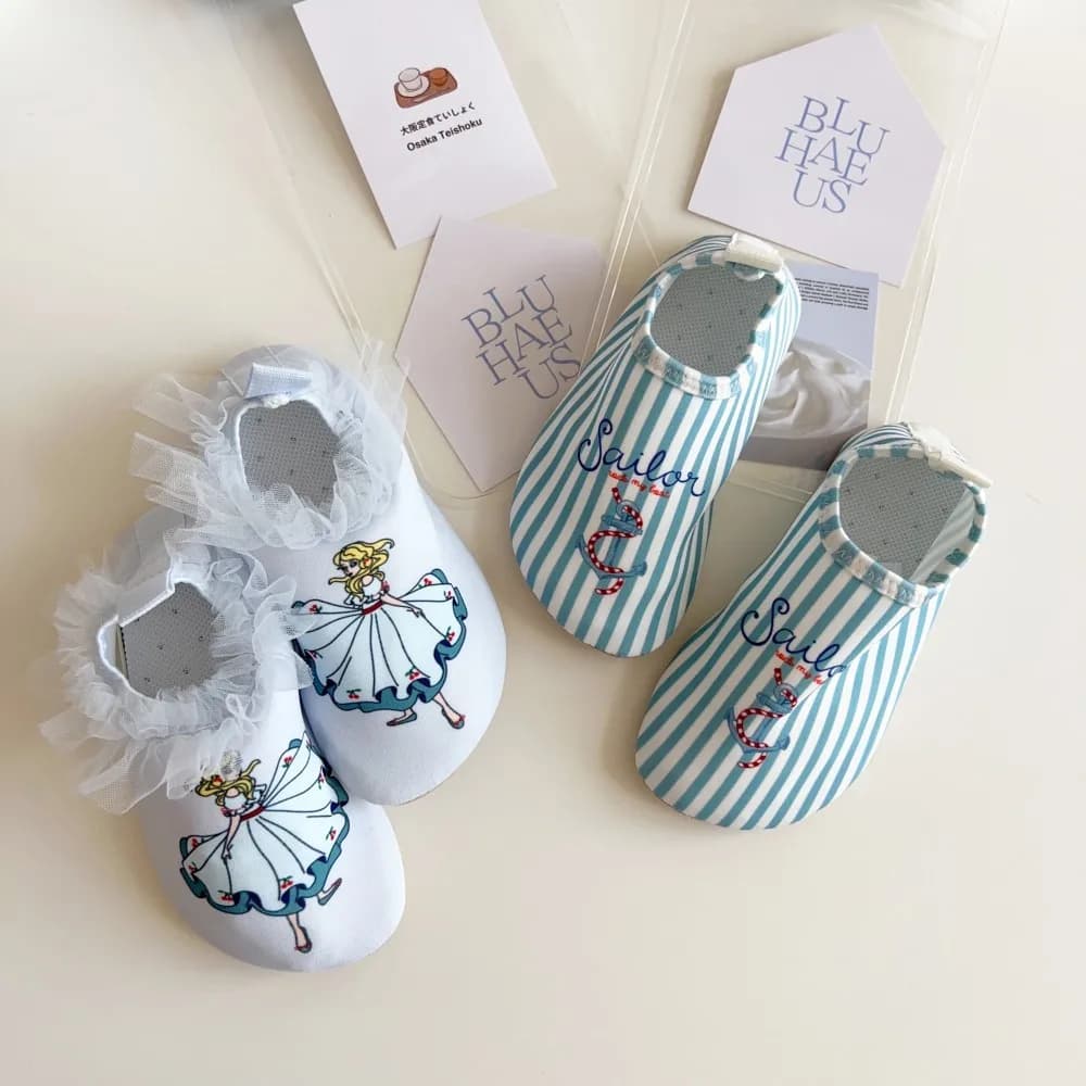 Sailor Anchor Striped Kids Water Shoes Anti Slip Quick Dry Boys Girls Diving Snorkeling Beach Wading Aqua Socks