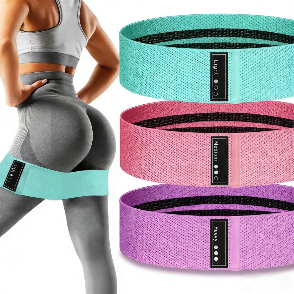 Fasce di Resistenza in Tessuto Antiscivolo Allargate per Allenamento di Fianchi e Gambe, Fitness a Casa, Pilates, Yoga, Stretching per Donne e Uomini