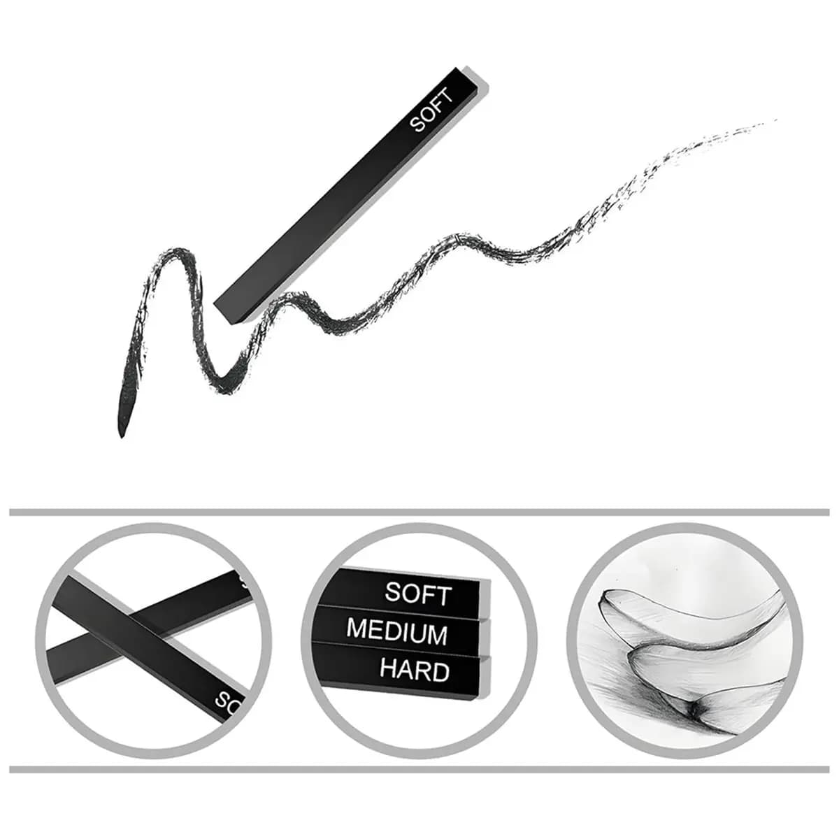 6Pcs Willow Charcoal Sticks for Art, Ideal for Sketching, Shading, and DIY Crafts, Perfect for Beginners & Professionals