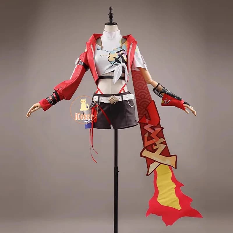 Honkai Star Rail Rappa Costume Cosplay Parrucca Uniforme Giacca Pantaloncini Cappello Adesivi Galaxy Ranger Festa di Halloween per Donne Ragazze Prop
