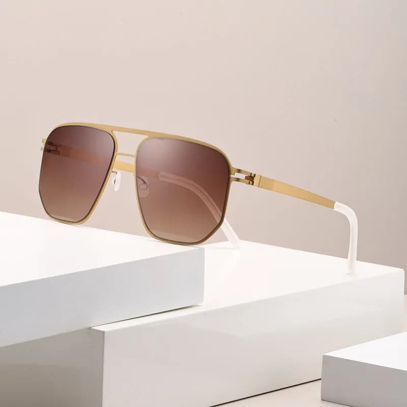 Occhiali da sole anti-ultravioletti quadrati alla moda tedeschi senza viti per uomo Donna Occhiali da sole ultraleggeri fatti a mano Occhiali da sole UV400 per esterni