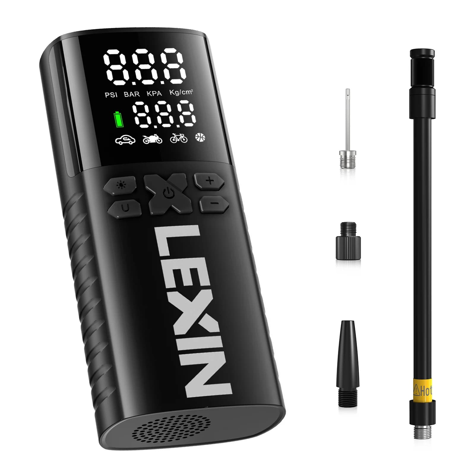 Lexin P4 4000mAh Intelligent Air Pump for Motorcycles Tire Inflator Bicycle Boat with Digital Pressure Inflator and LED Preset