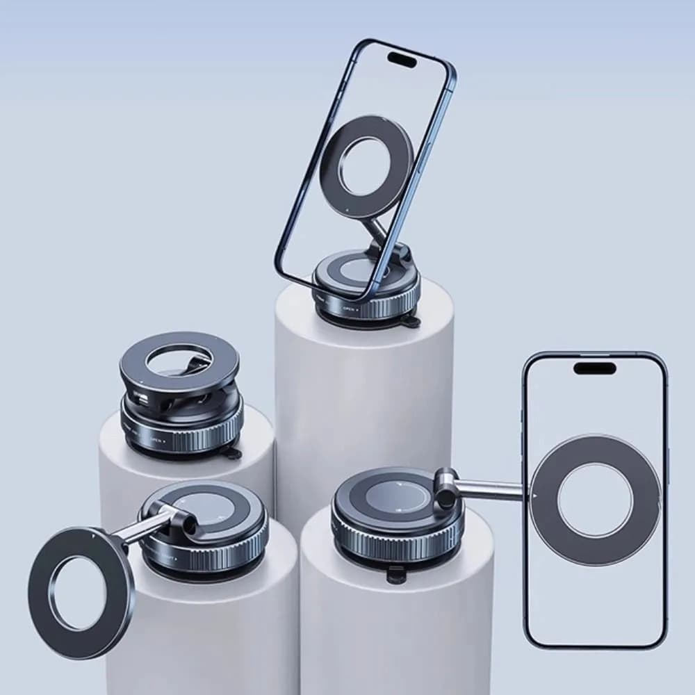 Supporto magnetico per telefono da auto pieghevole con staffa per telefono cellulare a ventosa sottovuoto 360 ° Carrello con supporto per telefono da viaggio portatile rotante
