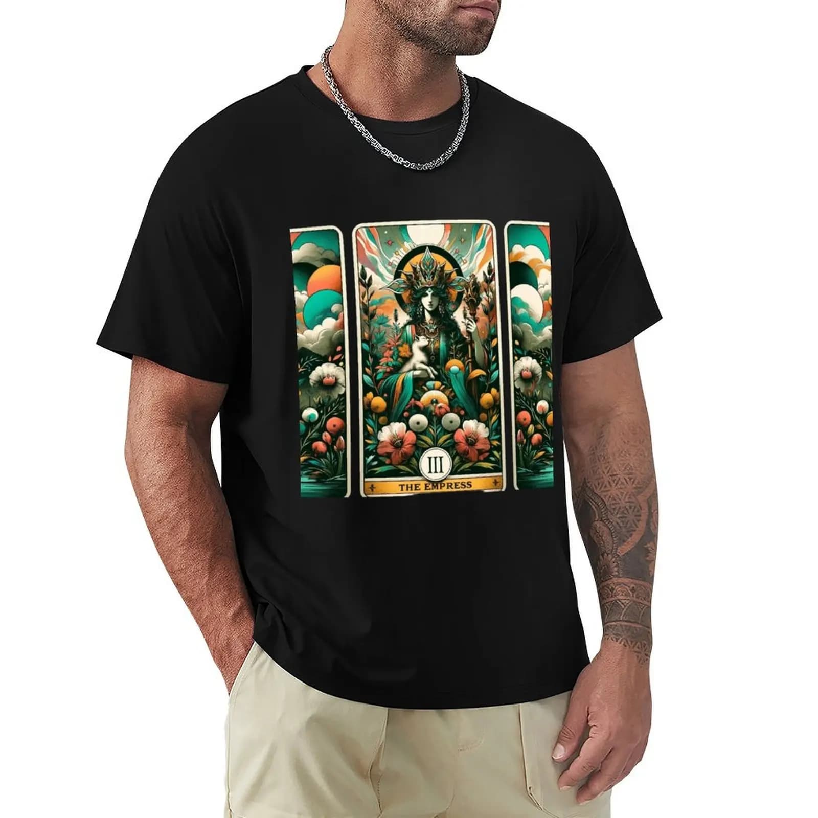 The Empress Tarot Card Illustration Artwork T-Shirt t shirts for man pack white T-Shirt