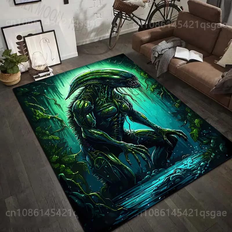 1PC Alien creature jungle water setting Print Carpet Rug for Living Room Bedroom Sofa Doormat Home Decor Non-slip Floor Mat