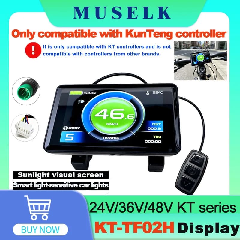 EBike Display is Only Compatible with Quantum Controller KT-TF02H 24V/36V/48V, an Intelligent Panel Display for Electric Bicycle