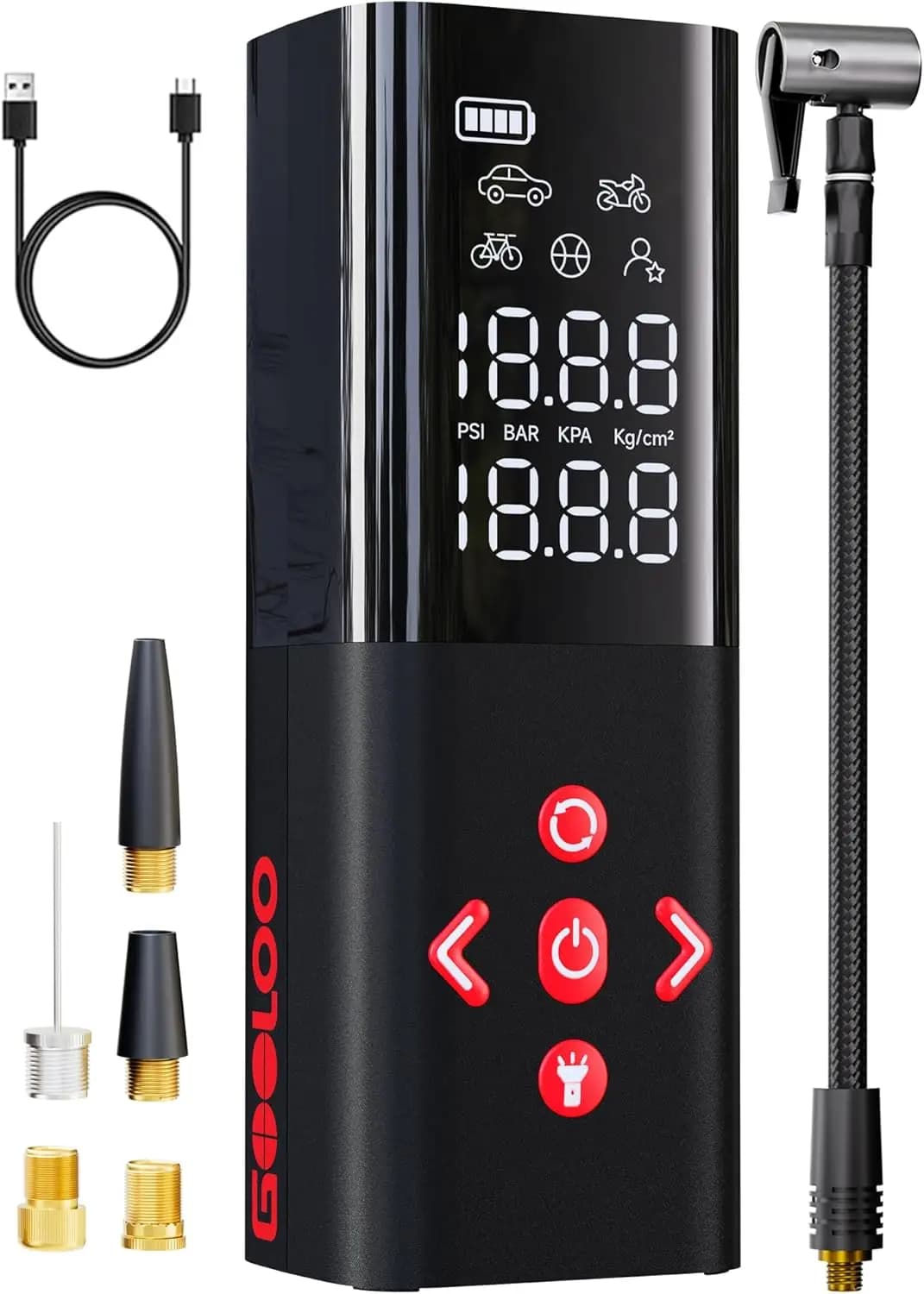 Compressore d'Aria Portatile AP150, Gonfiatore Pneumatici 2 Volte Più Veloce 150PSI Senza Fili per Pneumatici Auto con Spegnimento Automatico