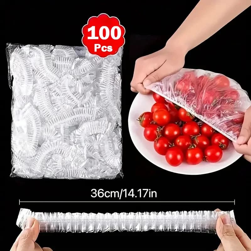100 pcs disposable food cover Saran Wrap Bowel Cover for food use plastic bag for kitchen preservation accessories for kitchen preservation