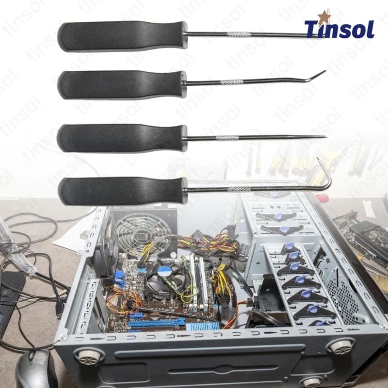 TINSOL Auto Seal Removal Tool Set 4 Angles Heat Treated Steel for O Rings Extraction Automotive Car Repair Professional Durable