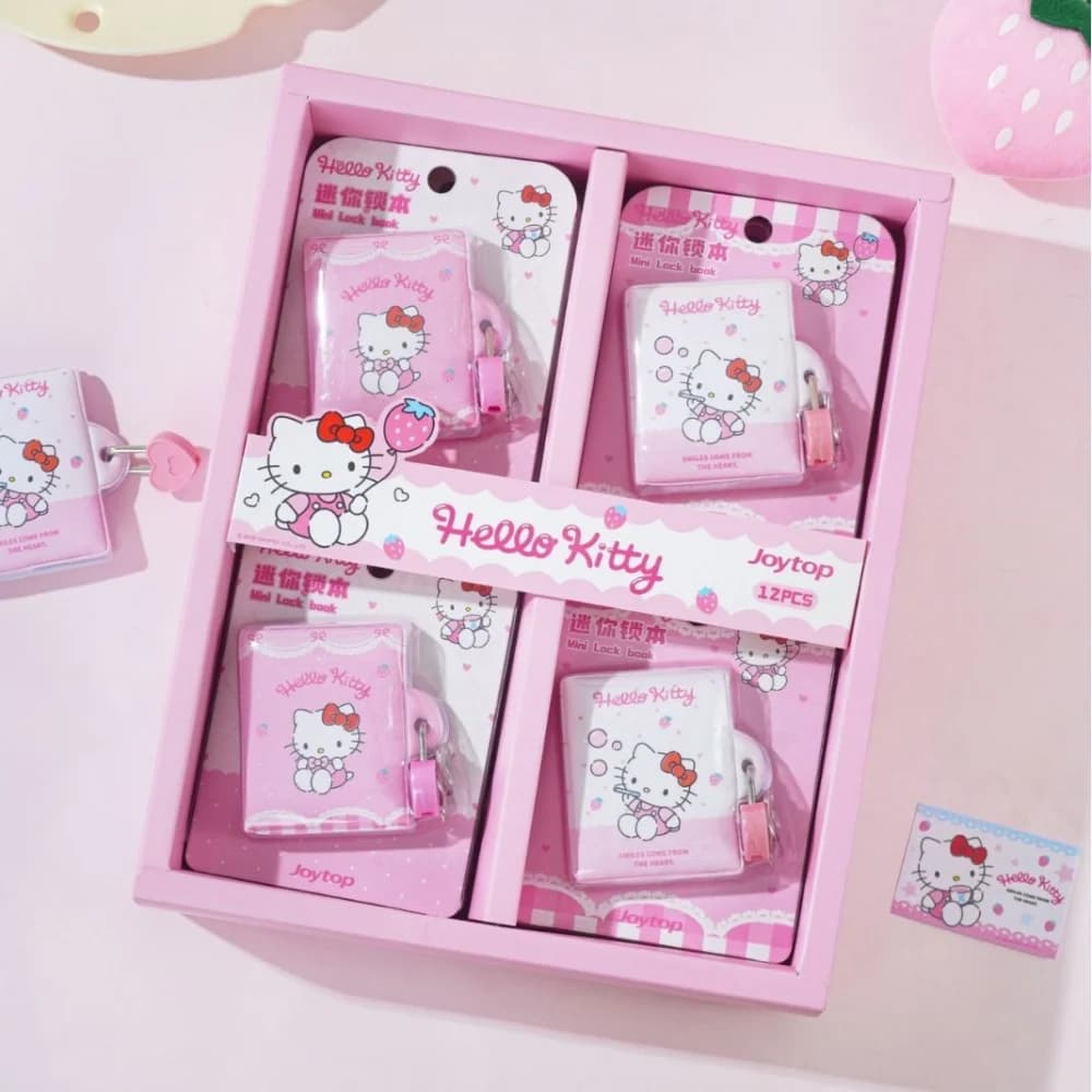 Diario Mini Originale Kawaii Sanrio Hello Kitty con Lucchetto, Piccolo Diario Segreto con Chiusura, Quaderno con Lucchetto, Regali di Cancelleria Scolastica per Ragazze