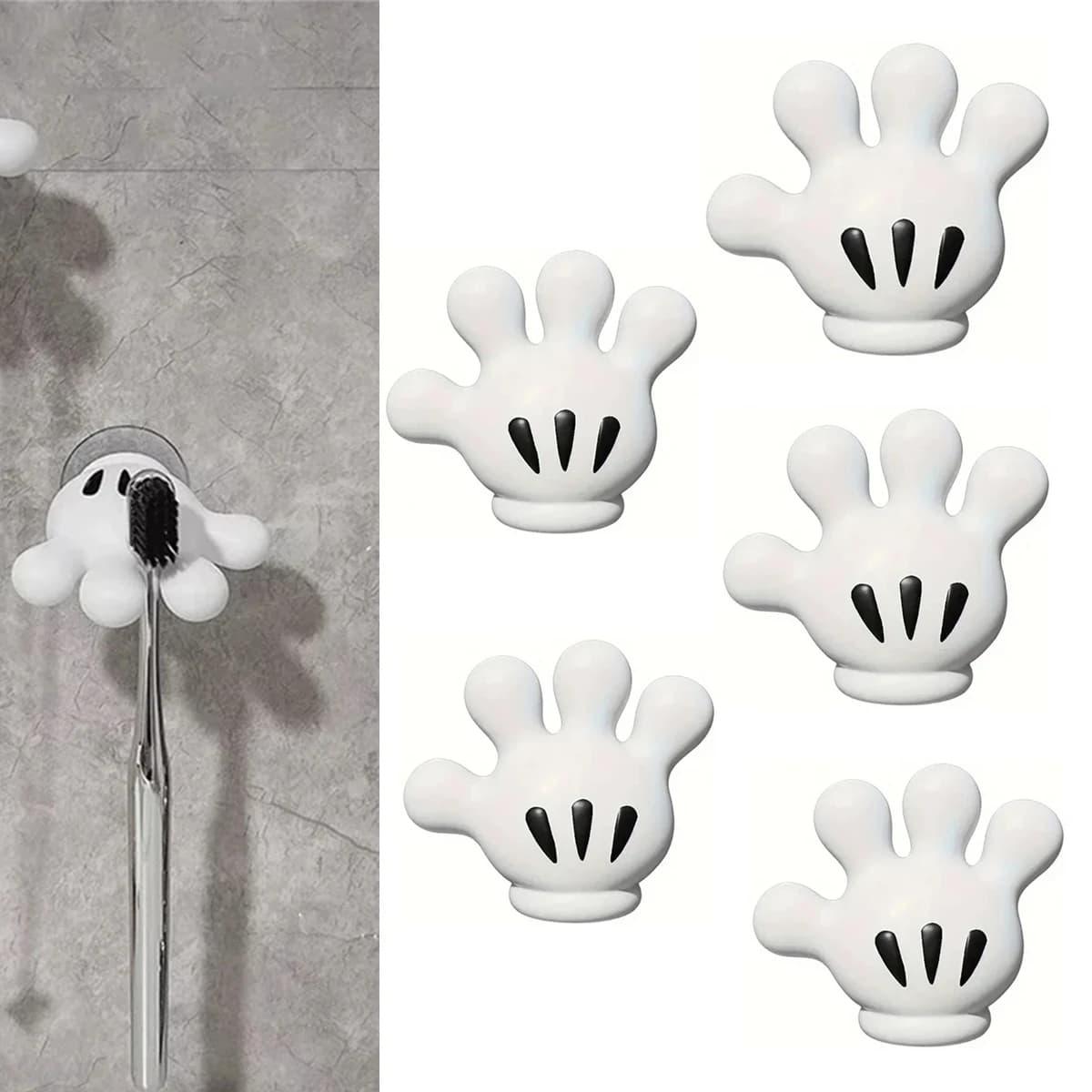 5 pezzi porta spazzolino cartone animato Mickey Palm carino asciugamano da bagno ventosa multifunzione gancio senza traccia avvolgicavo dati domestico