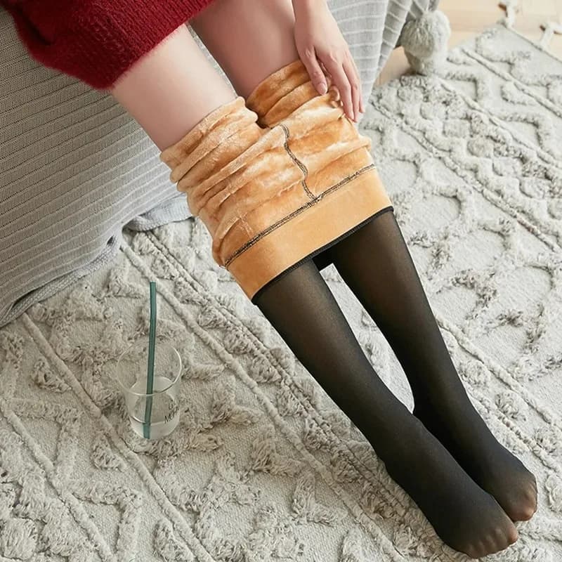 Leggings termici delle nuove donne Inverno caldo sexy elastico traslucido collant femminile in pile termico a vita alta addensare pantaloni attillati
