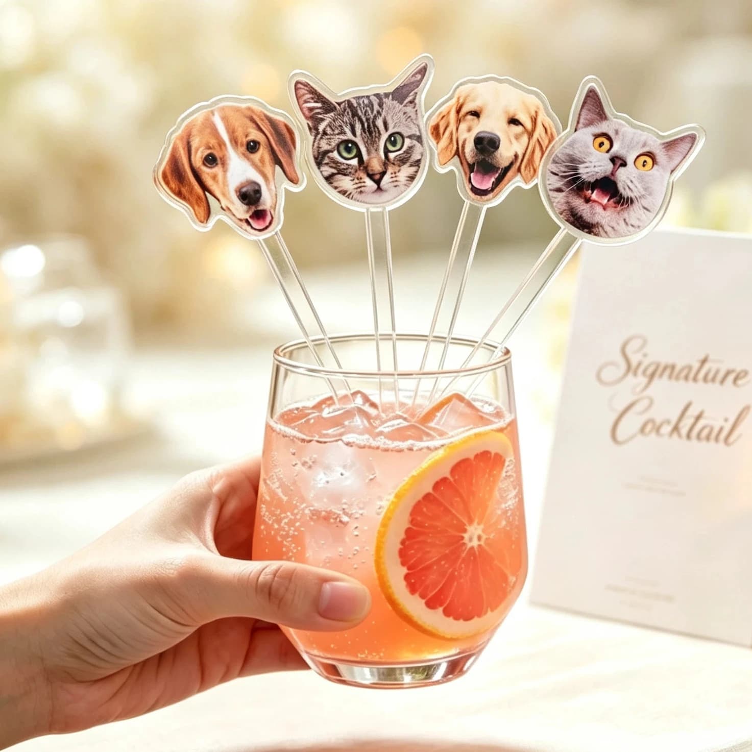 50pcs Personalized Acrylic Pet Stir Sticks, Printing Drink Sticks,Custom Party Cocktail Stirrers,Wedding Decoration