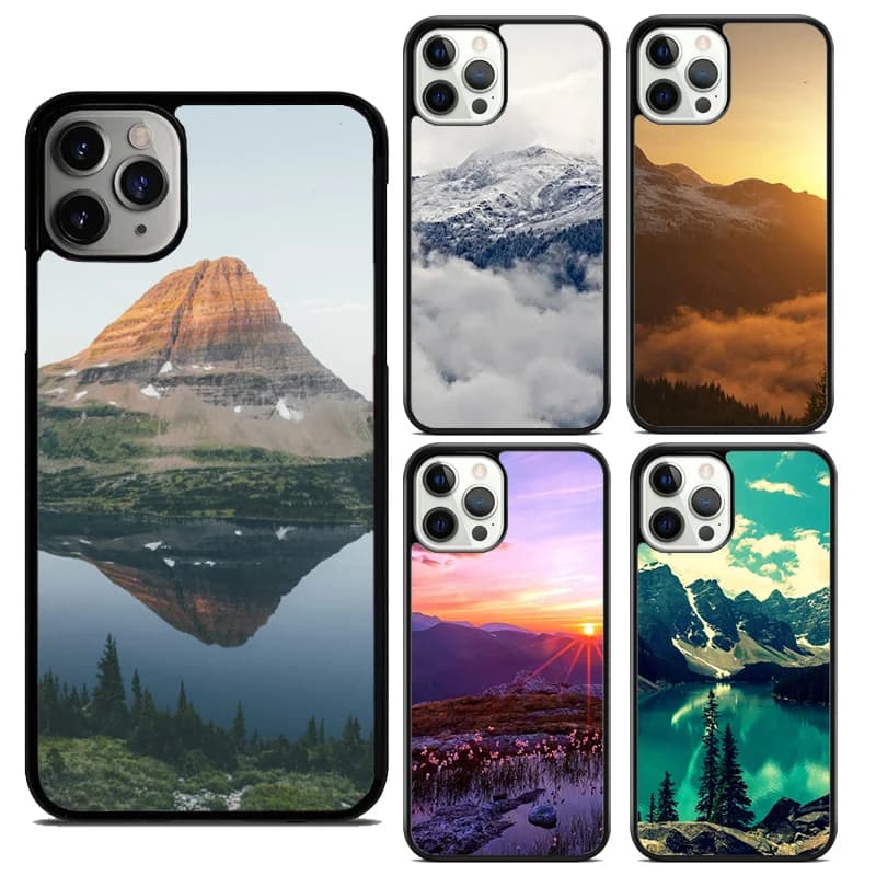 Cover Morbida per iPhone 17 Air 16 15 14 12 13 Pro Max Plus con Design Montagna - Custodia Protettiva