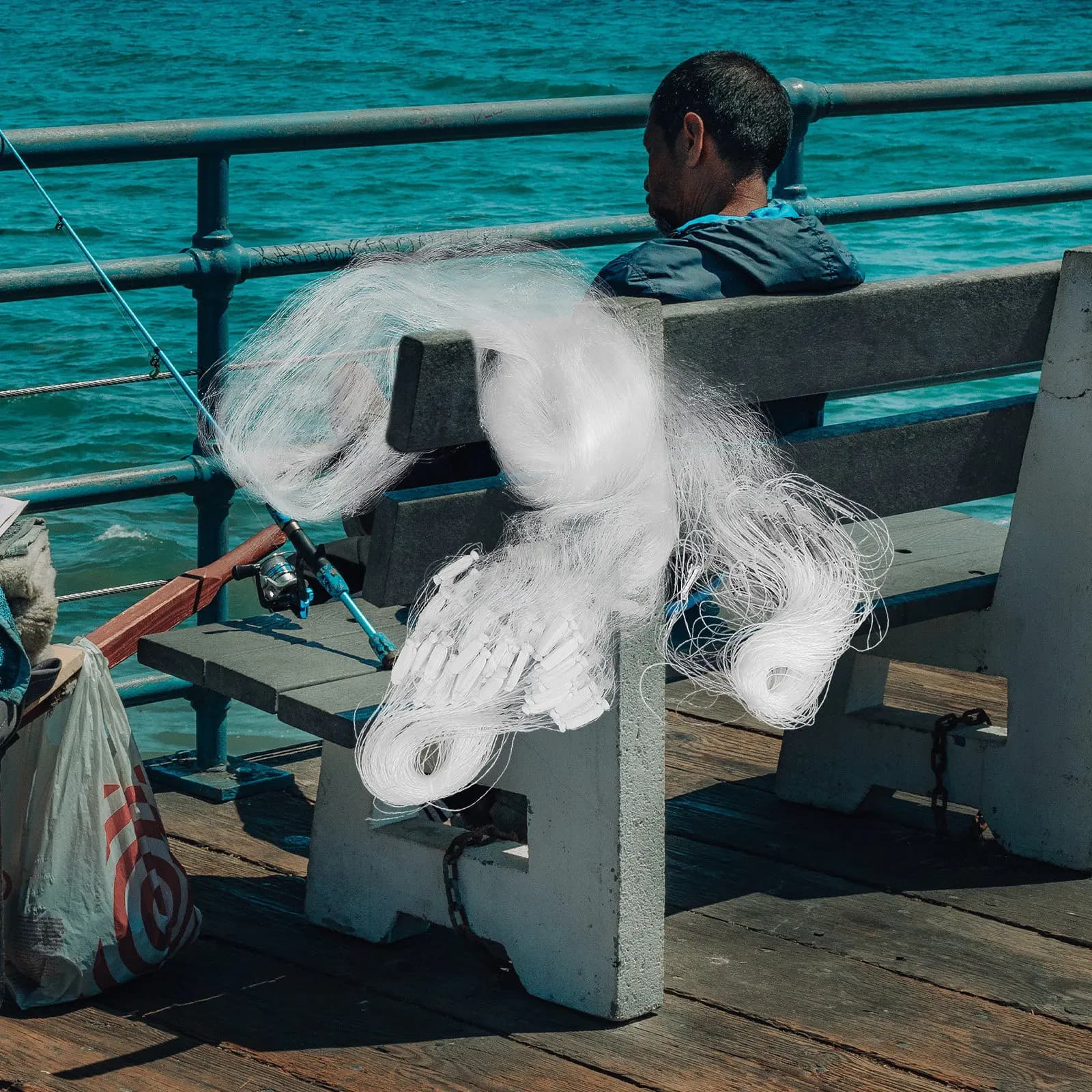 Rete Adesiva da Pesca Monostrato 1,2m 25M con Filo di Seta ad Alta Resistenza, Rete Galleggiante Robusta per Pesca in Lago, Fiume e Acque Lente