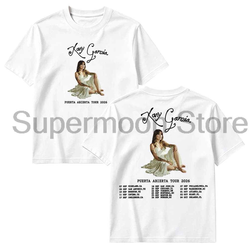 Kany Garcia Puerta Abierta Tour 2026 T-shirt Crewneck Short Sleeve Cotton Tee Men Women Streetwear Harajuku Tops