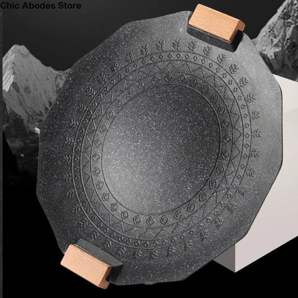 Easy to clean uniform heating barbeque plate portable aluminum non-stick pan outdoor round camping tray