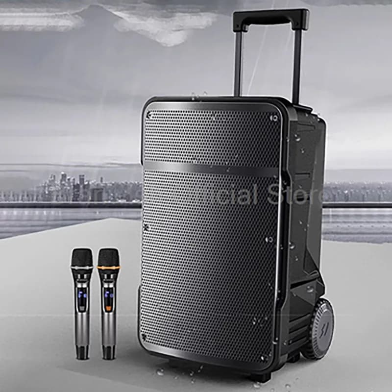 80W Powerful IPX-2 Sound Box Portable Bluetooth Speakers 8/12inch Wireless Audio with Wheels For Outdoor Guitar Home Decoration