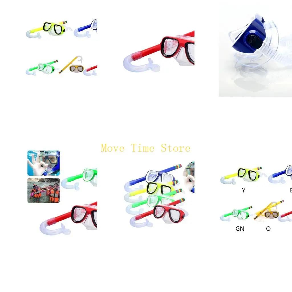 92ME Children Kids Snorkel Set Snorkeling Mask Swimming Goggles Glasses with Dry Snorkels Tube Equipment Diving Gear