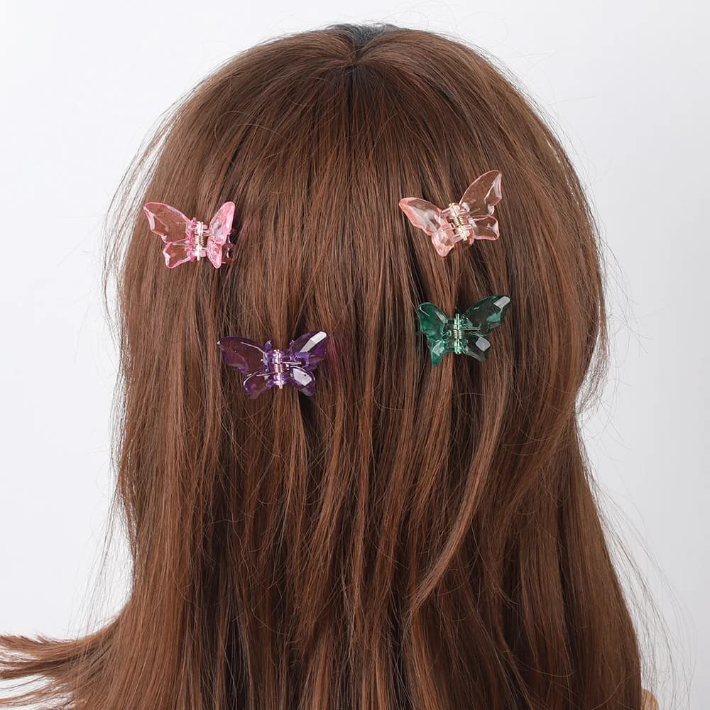 2 pezzi di cristallo farfalla piccoli fermagli per capelli donne ragazze carino trasparente caramelle morsetti per capelli granchio mollette accessori per capelli