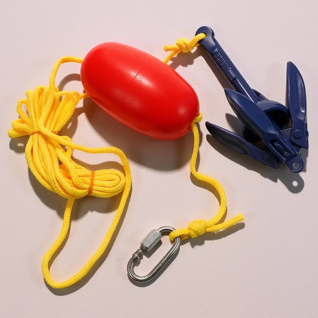 Kayak Folding Anchor Kit Aluminum Alloy 4 Fluke Grapnel Anchor with Buoy Rope Snap Hook for Canoe Raft Boat