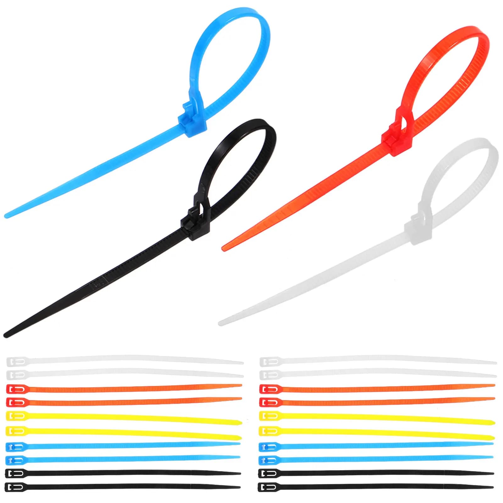 500Pcs Easy Use Reusable Zip Ties Heavy Duty Self Locking Cable Ties for Bundling Wires Plants Cords Cord Organizer Bulk