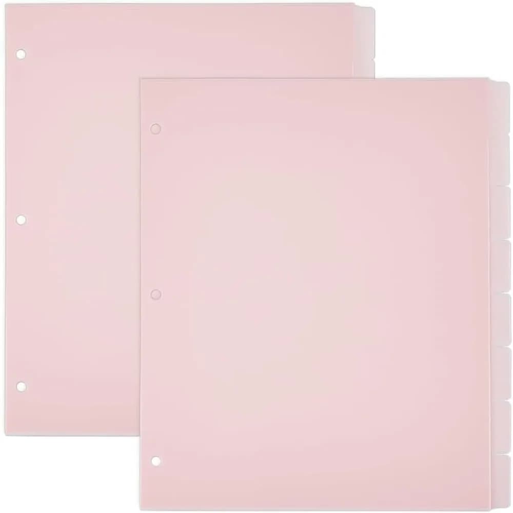 16 fogli 3 anelli A4 divisori per raccoglitori rosa divisori per raccoglitori a 8 linguette divisori per raccoglitori in plastica PP indice per notebook con rilegatura in plastica
