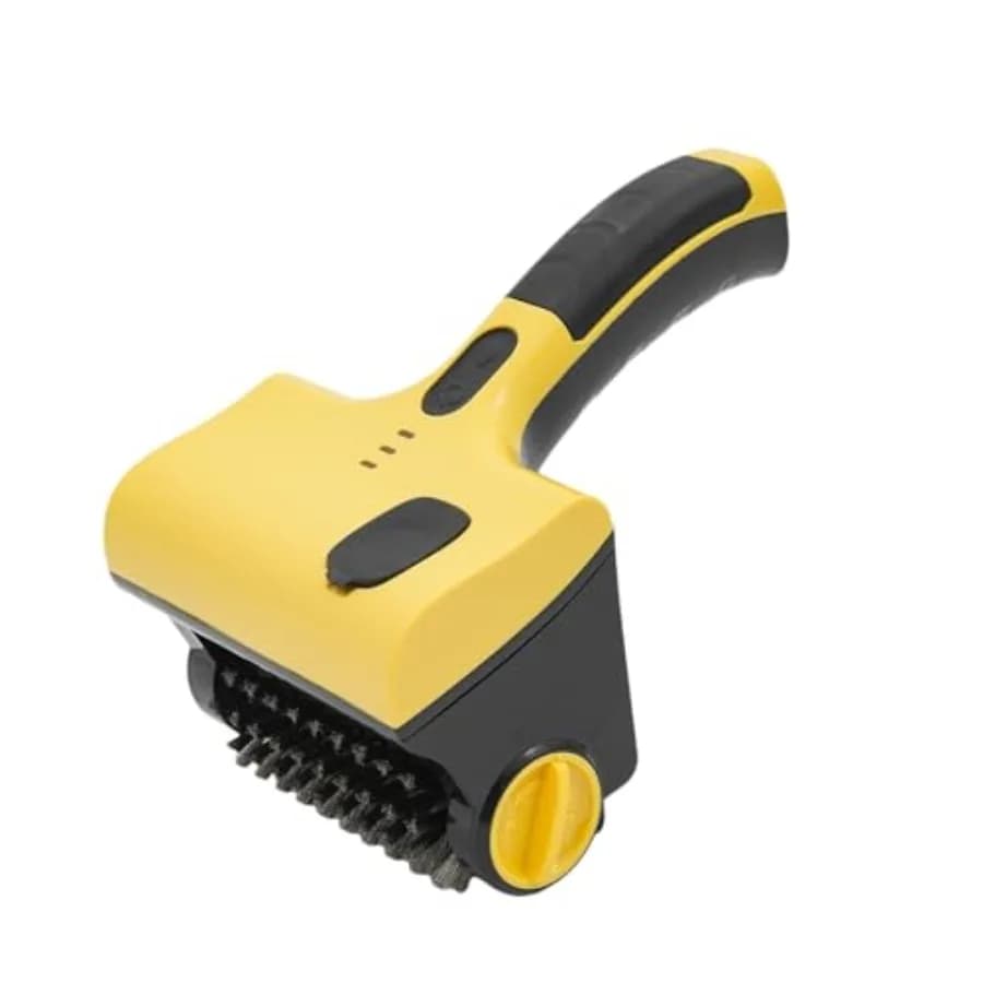 Spazzola elettrica per la pulizia di barbecue, vasca da bagno e cucina; setole in nylon/acciaio; gialla; controllo a 2 velocità, testina girevole a 360°, 40