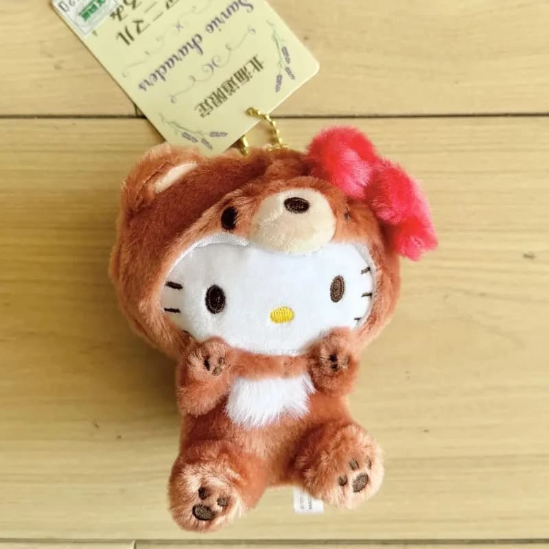 Portachiavi Peluche Sanrio Hello Kitty, Ciondolo Bambola Imbottita a Forma di Animale Cartone Animato Shiba Inu Orso, Charm per Borsa, Regalo per Bambini e Ragazze