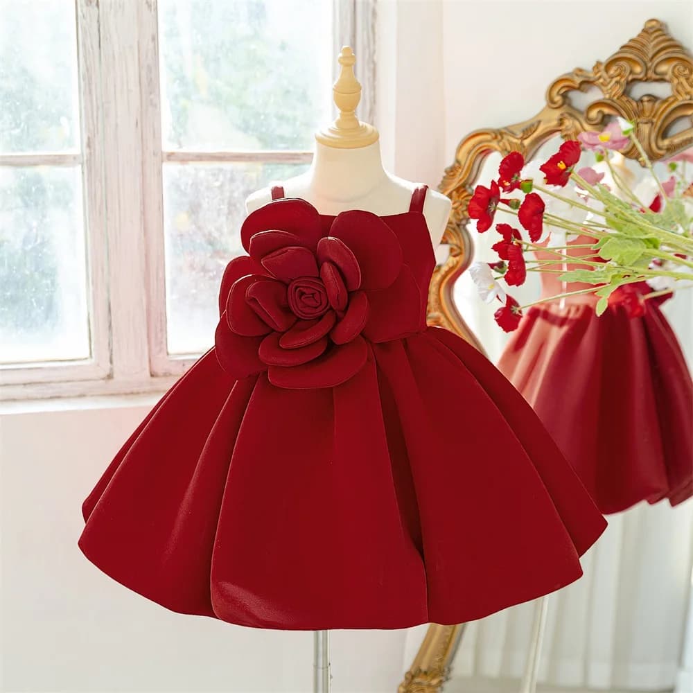 Abito da ballo floreale con spalline per bambina, vestito da principessa per compleanno, matrimonio, serate, damigelle d'onore, ballo di fine anno