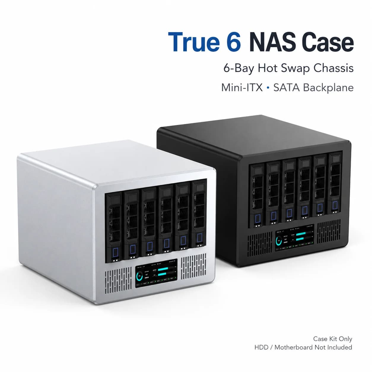 True 6 NAS Case 6 Bay Hot Swap Mini ITX Aluminum Chassis SATA Backplane 3.5 2.5 HDD SSD Storage Server Case