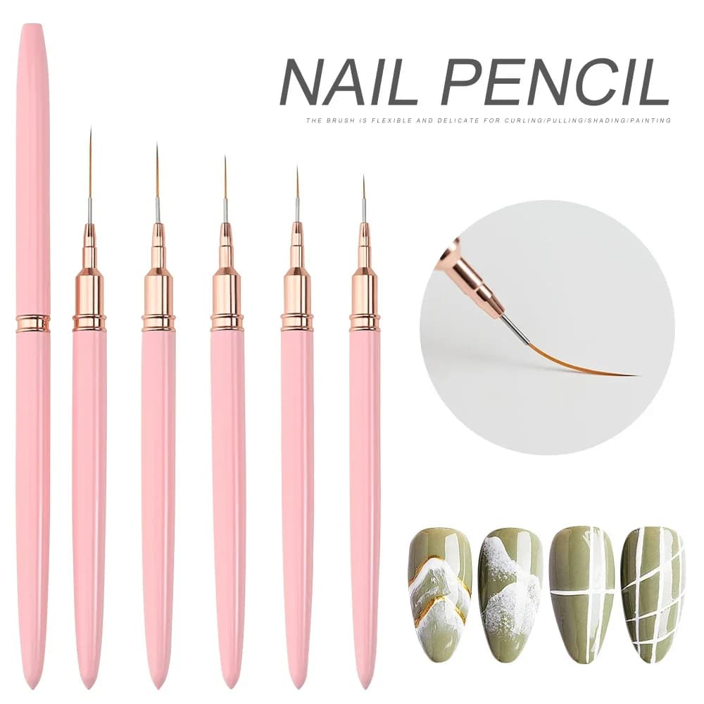 5 in 1 set di penne per nail art set di pennelli linee allungate disegno a strisce pittura su gel UV penna per design delle unghie strumento per manicure professionale