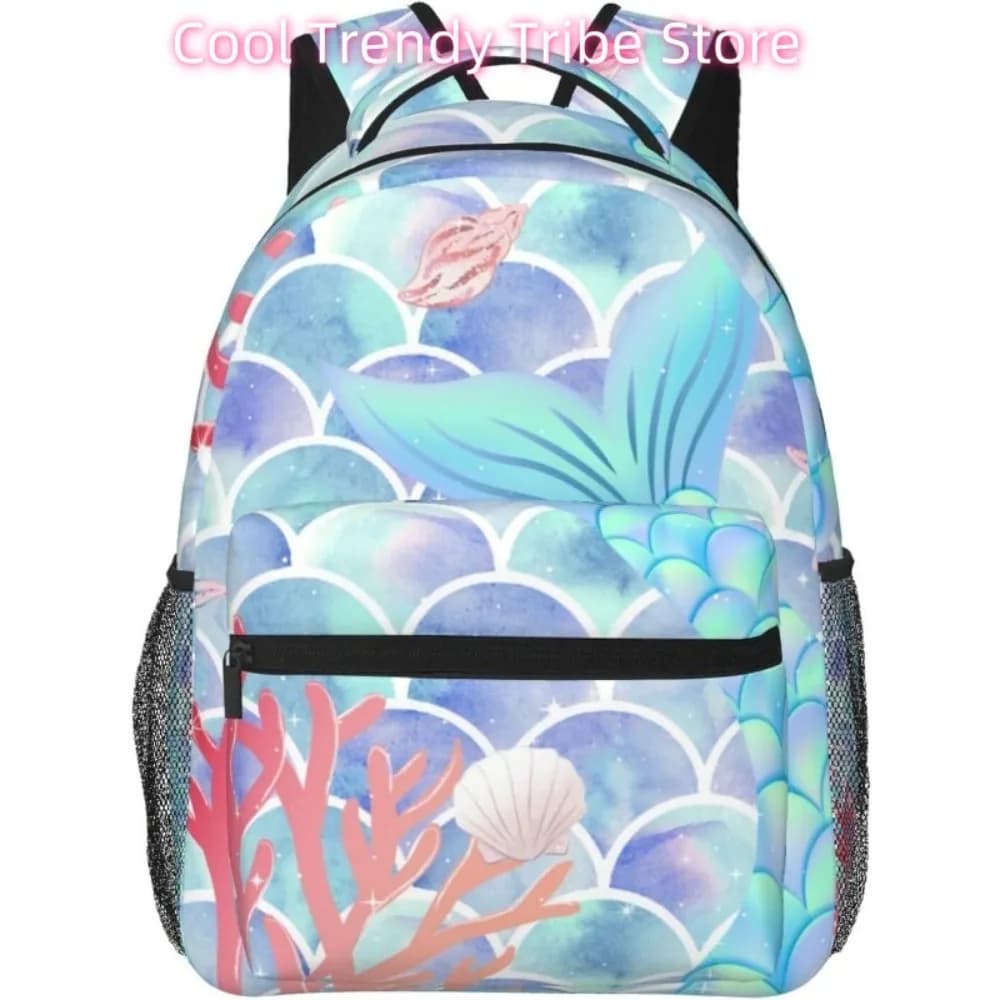 borsa per laptop ritorno a scuola Divertente coda di pesce Zaino per laptop leggero Zaino leggero multiuso da viaggio casual Coll unisex
