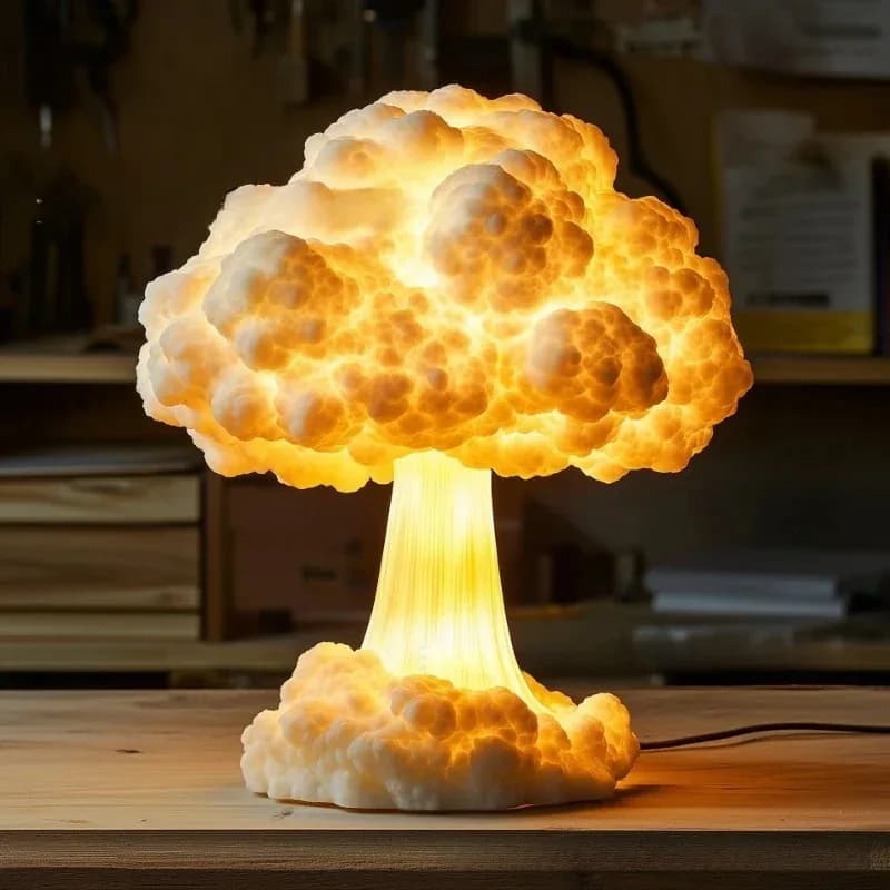 USB Powered Atomic Mushroom Cloud Resin Desk Lamp Suitable for Indoor Living Room Bedroom Dining Table Decoration Atmosphere