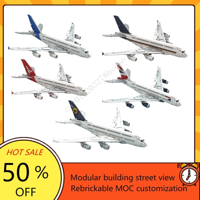 MOC Puzzle personalizzati British Airways Airbus, Singapore Airlines, Qanta 、A380 fegato di fabbrica、Lufthansa Airbus Modello Giocattolo fai da te Regalo di Natale