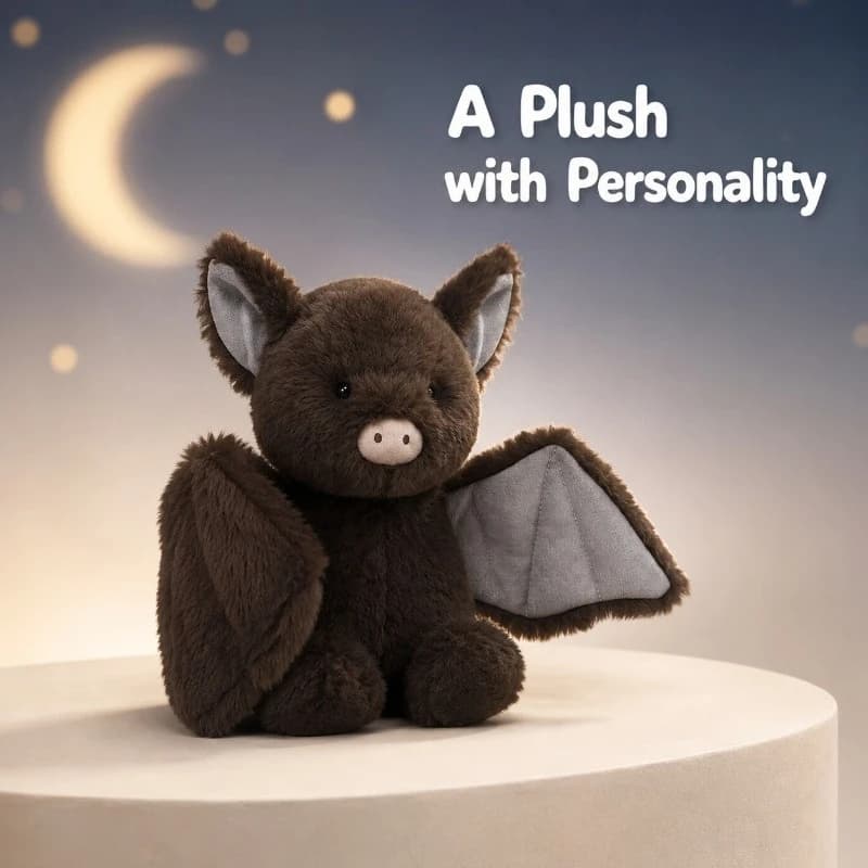 Cute Bat Plush Toy Soft Stuffed Animal Doll Kawaii Kids Adults Birthday Gift Home Decor Bedtime Companion Halloween Decoration