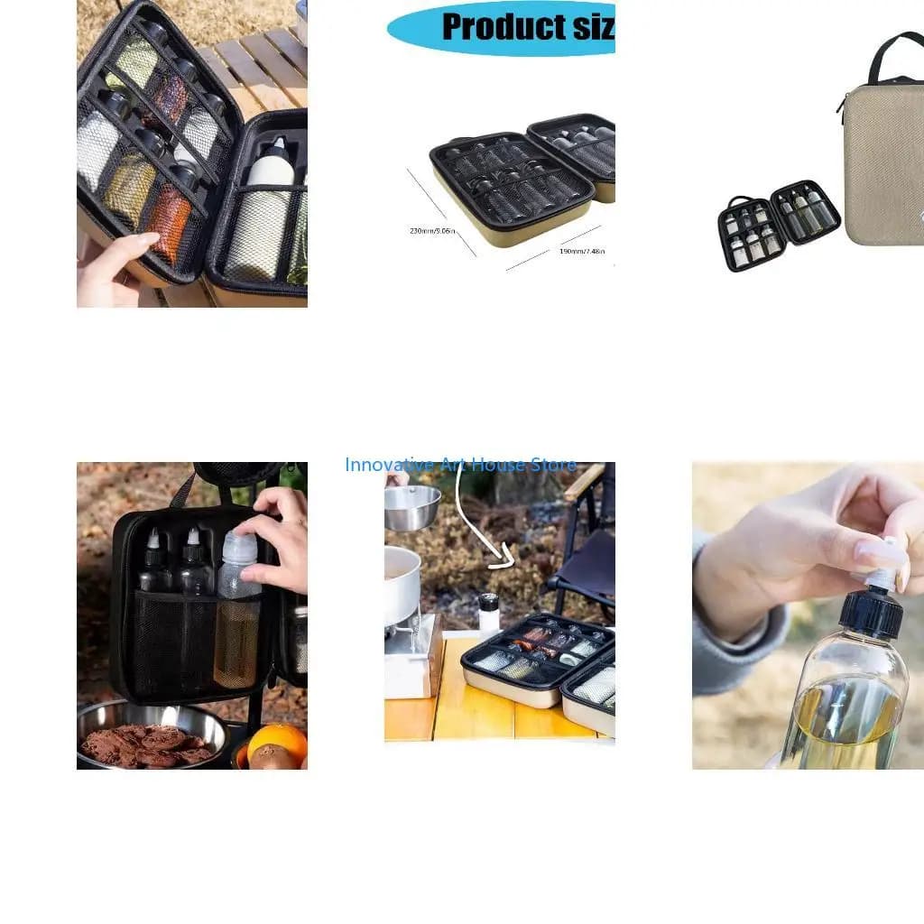 E1PC Portable Outdoor Spices and Cooking Oil Bottle Set with Dry Ingredient Powder Bottle, Squeeze Liquid Bottles and Organized
