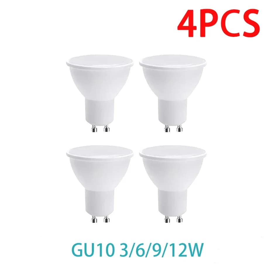 LED spotlight bulb 4 pieces GU10 AC220V 3W 6W 9W 12W 12W 180 degree beam angle LED energy saving light bulb for high light interior
