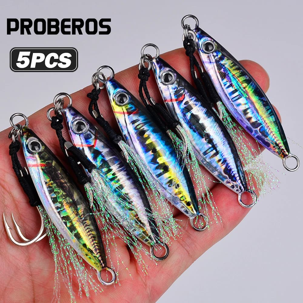 PROBEROS 5 pz Affondamento Veloce Cucchiaio di Metallo Jig Richiamo di Pesca, 7/10/14/18/30g Richiamo di Pesca Per Acqua Dolce E Acqua Salata, pesca all'aperto