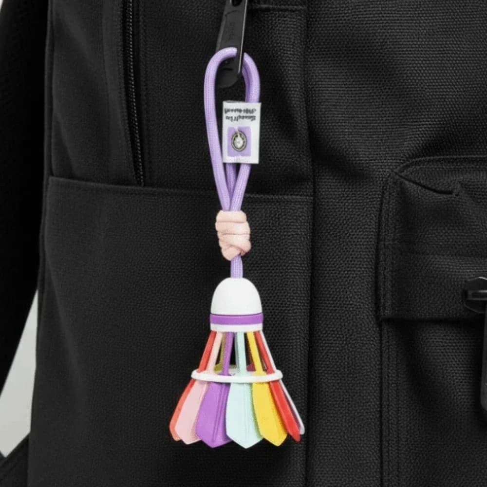 Badminton Rainbow Keyring, Creative Crafts, Badminton Bag Pendant Funny with Cordino, 3D Printed Keyring Ring